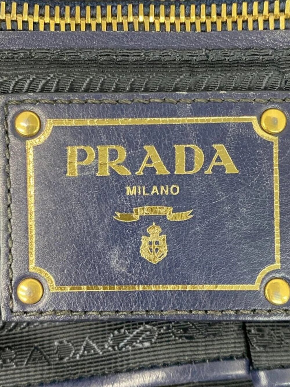 PRADA Canapa Navy Denim Tote Bag - Picture 8 of 12